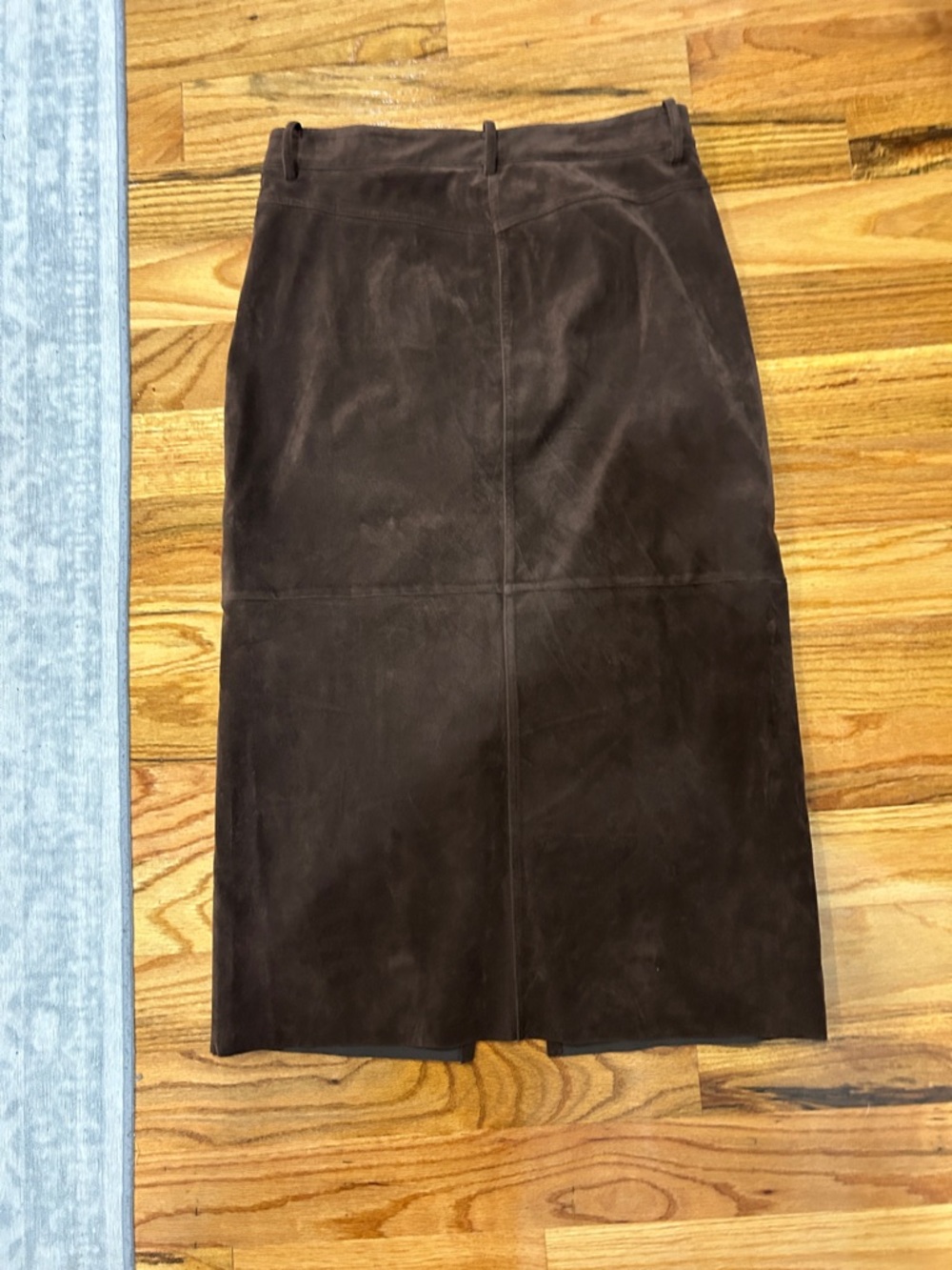 Mod Ref Dark Brown Faux Suede Pencil Skirt with Front Vent - Picture 5 of 5